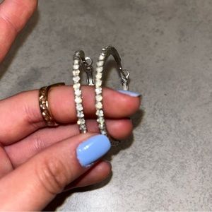 Silver Rhinestone Hoop Earrings